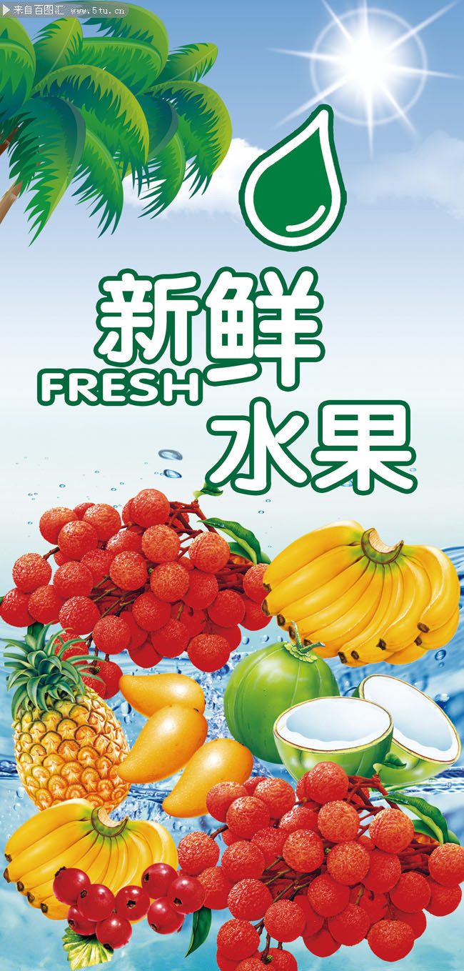 百圖匯素材網 新鮮水果宣傳展架模板，為您的營銷增添自然魅力